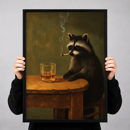 Raccoon Whiskey And Cigar Wall Art 3