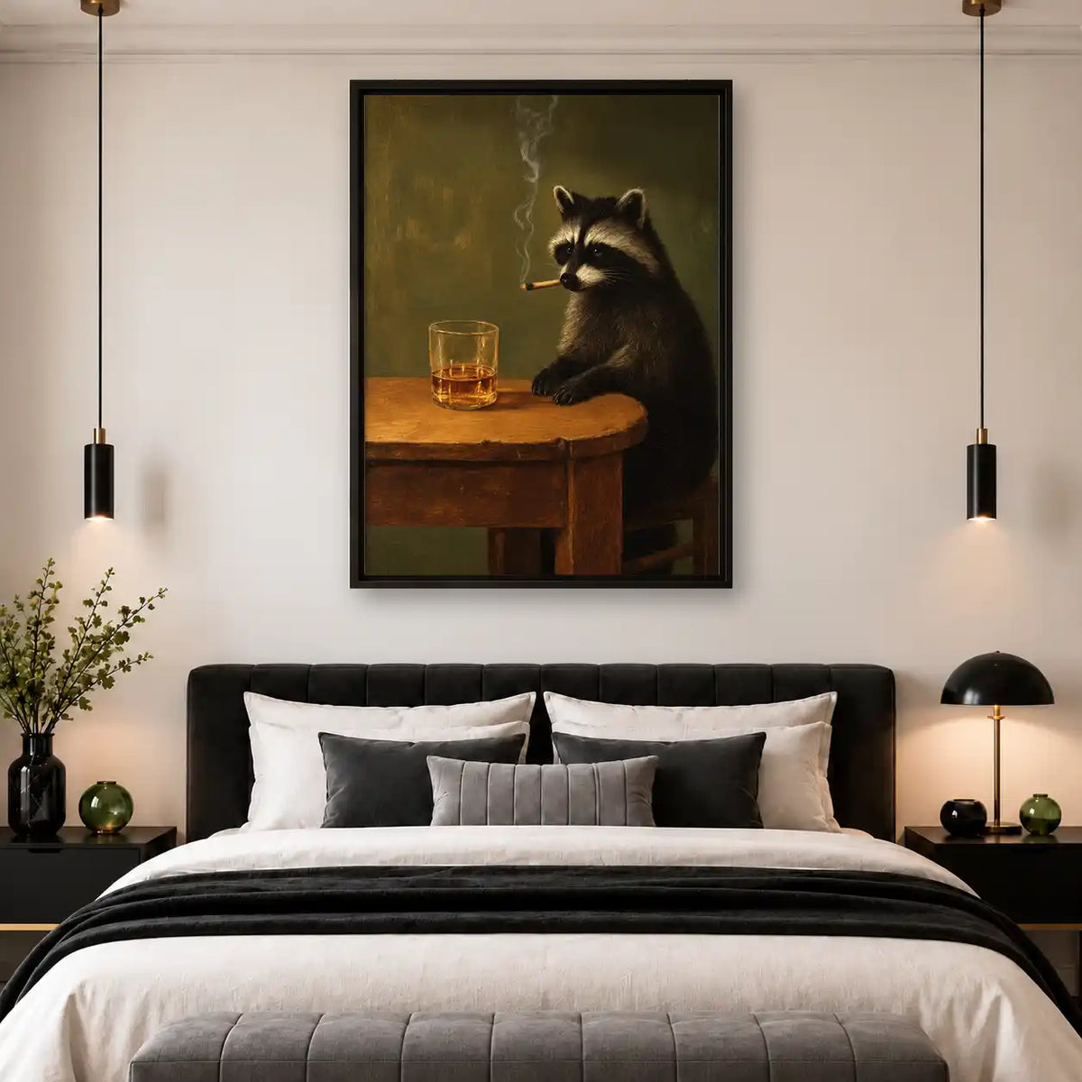 Raccoon Whiskey And Cigar Wall Art 4