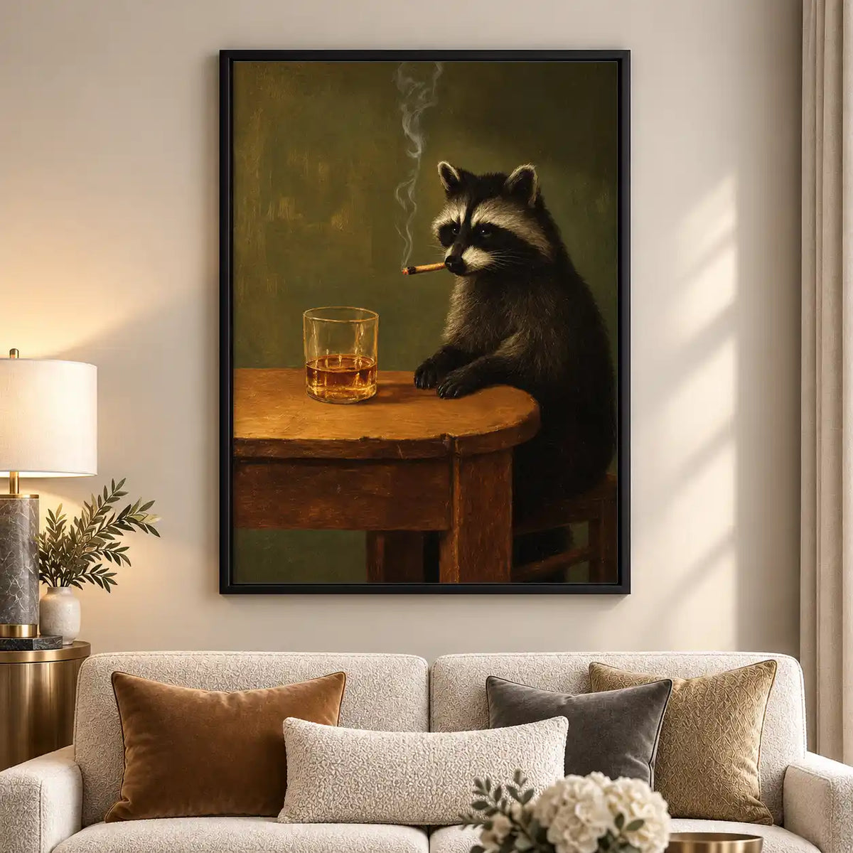 Raccoon Whiskey And Cigar Wall Art 5