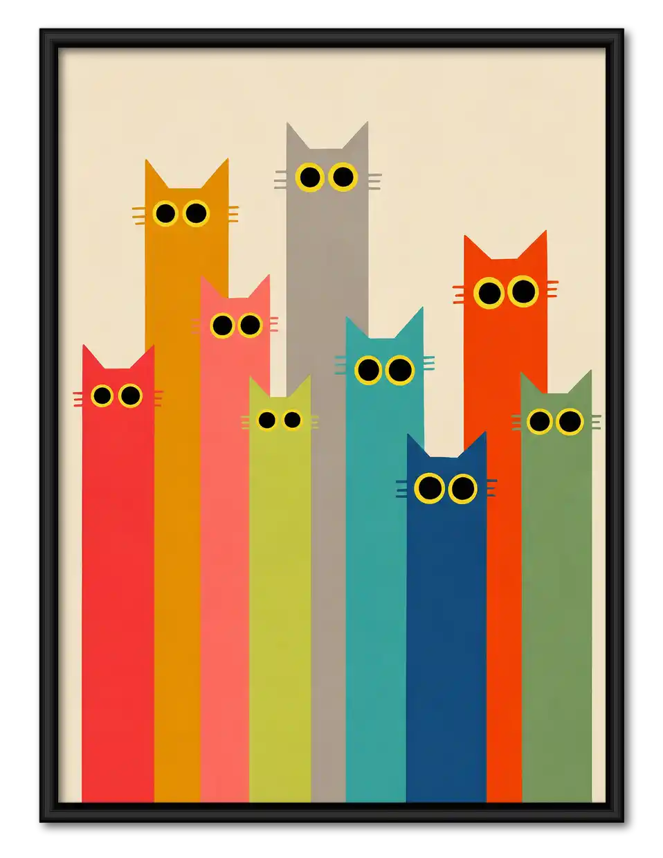 Rainbow Tower Of Cats Wall Art 1