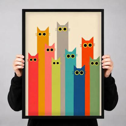 Rainbow Tower Of Cats Wall Art 3