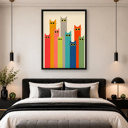Rainbow Tower Of Cats Wall Art 4