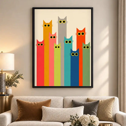 Rainbow Tower Of Cats Wall Art 5