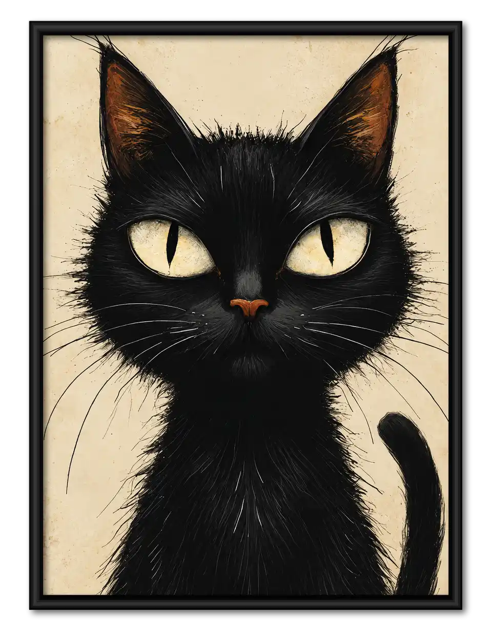 Realistic Black Cat Gaze Wall Art 1