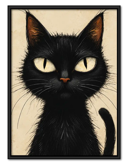 Realistic Black Cat Gaze Wall Art