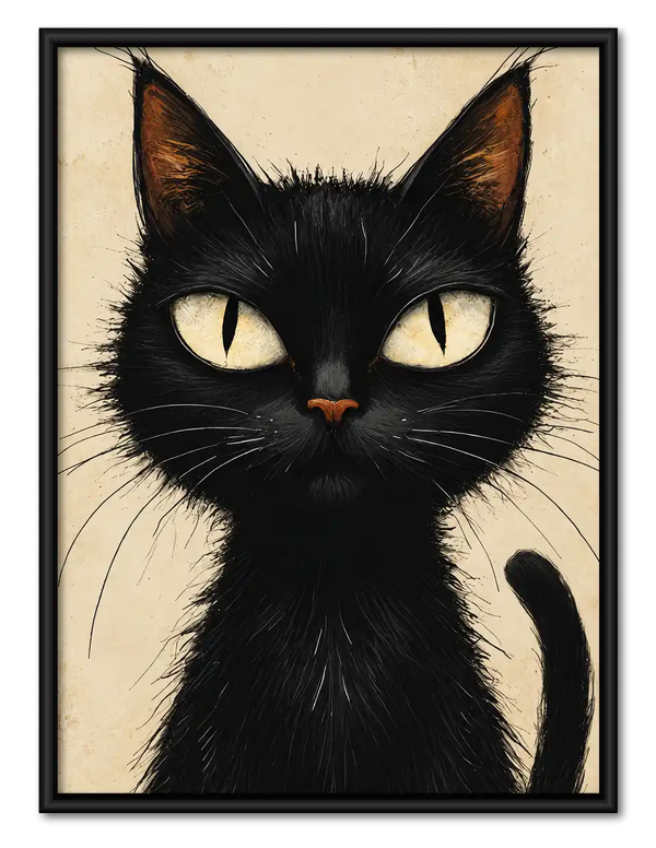 Realistic Black Cat Gaze Wall Art