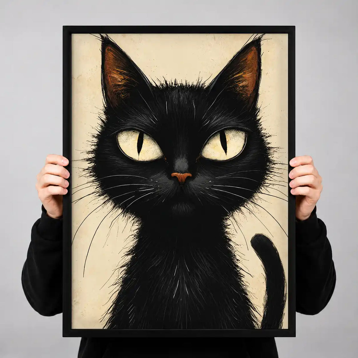 Realistic Black Cat Gaze Wall Art 3