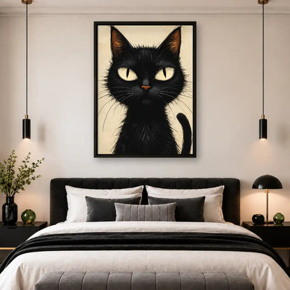 Realistic Black Cat Gaze Wall Art 4
