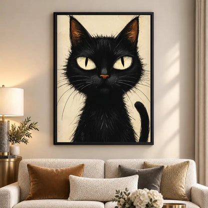 Realistic Black Cat Gaze Wall Art 5