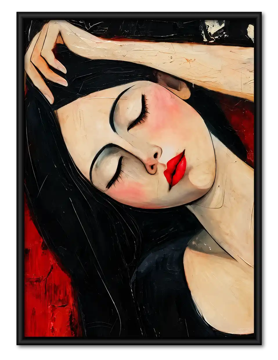 Reclining Woman With Red Lips Wall Art 1