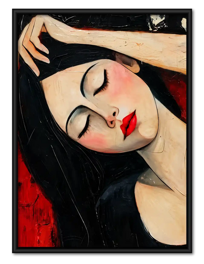 Reclining Woman With Red Lips Wall Art