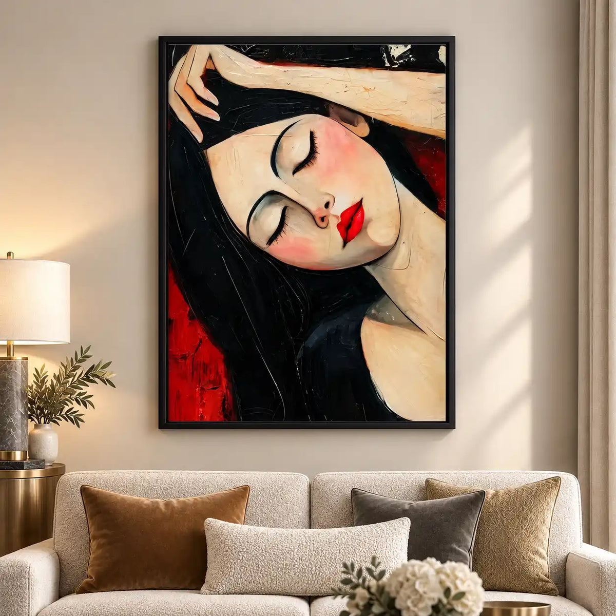 Reclining Woman With Red Lips Wall Art 5