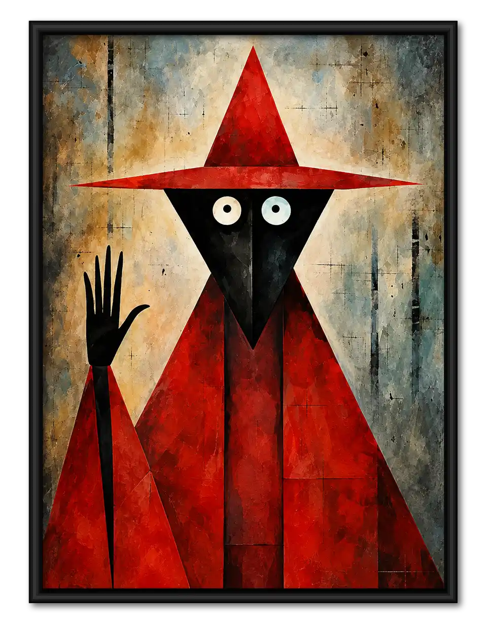 Red Geometric Witch Wall Art 1