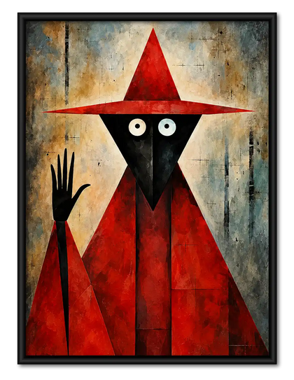 Red Geometric Witch Wall Art