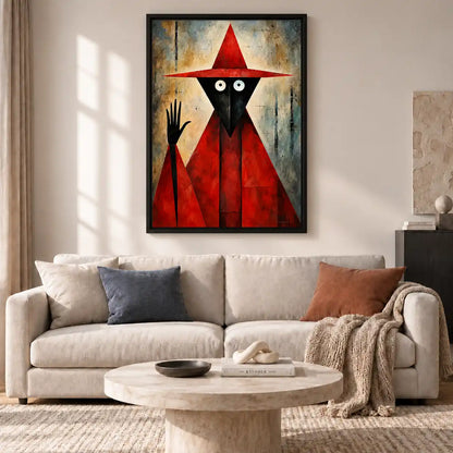 Red Geometric Witch Wall Art 2