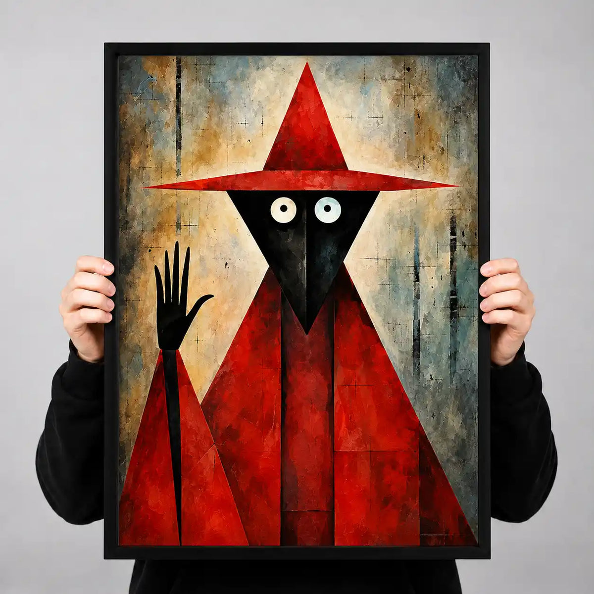 Red Geometric Witch Wall Art 3