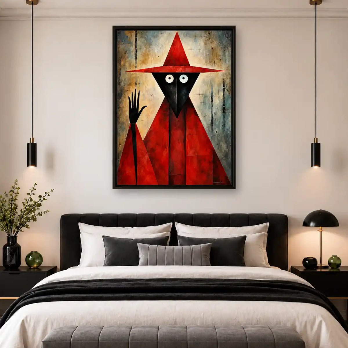 Red Geometric Witch Wall Art 4