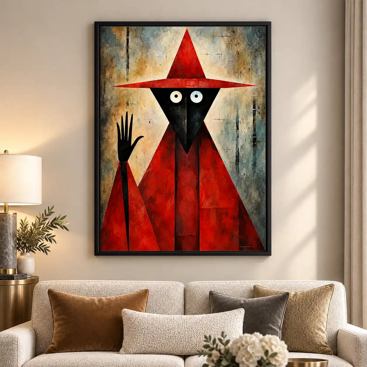 Red Geometric Witch Wall Art 5