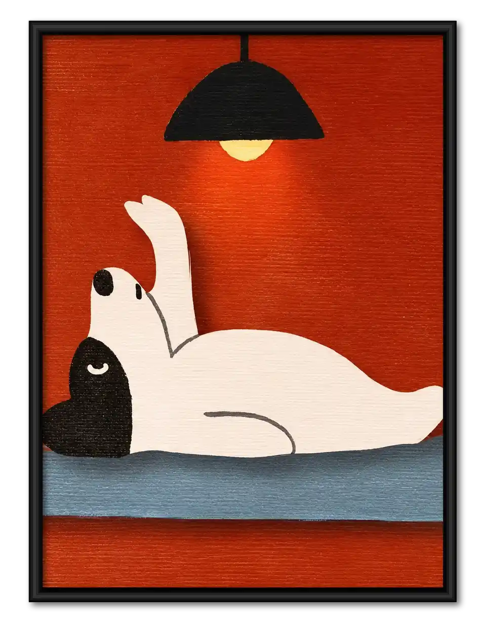Relaxing White Cat Under Lamp Wall Art 1