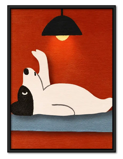 Relaxing White Cat Under Lamp Wall Art