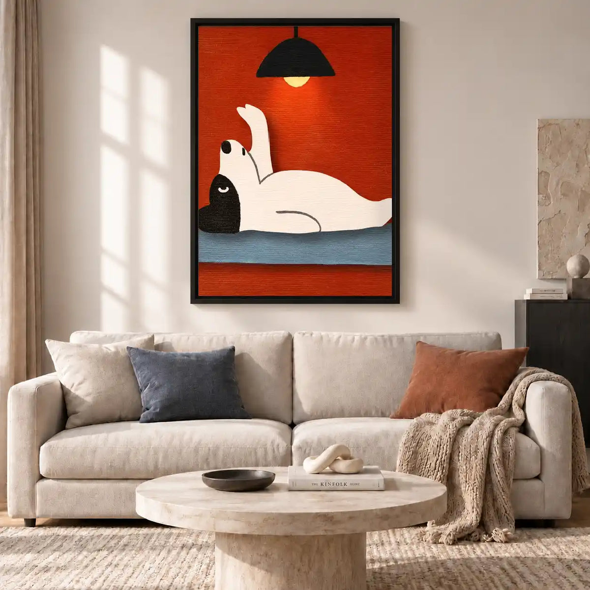 Relaxing White Cat Under Lamp Wall Art 2