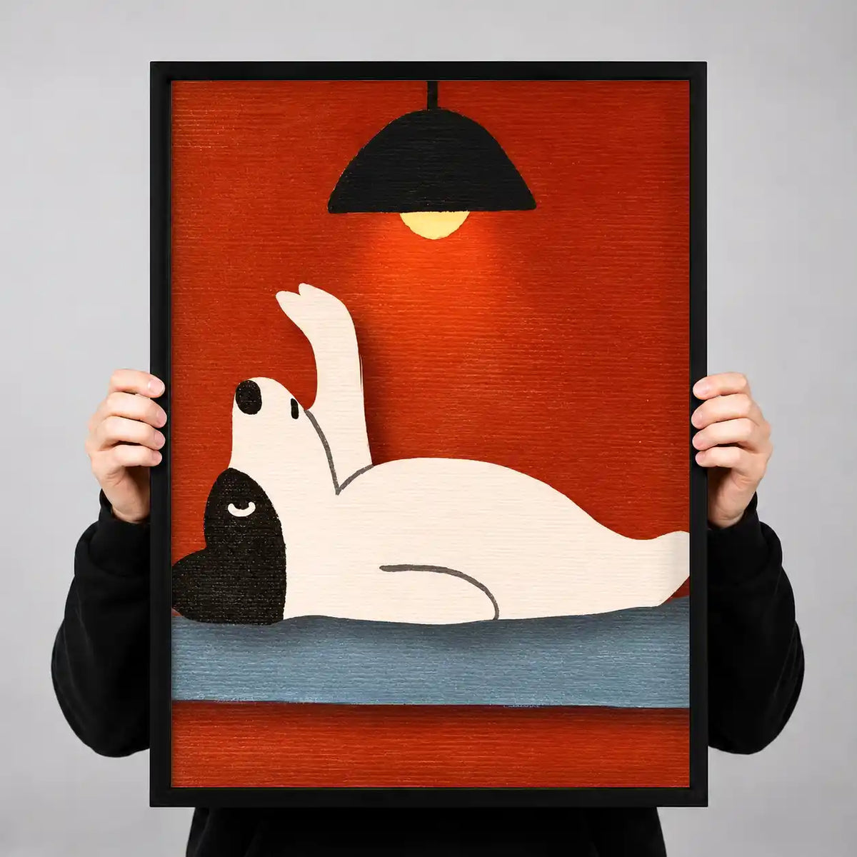 Relaxing White Cat Under Lamp Wall Art 3