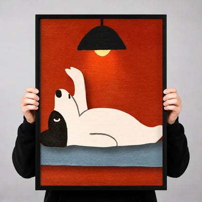 Relaxing White Cat Under Lamp Wall Art 3