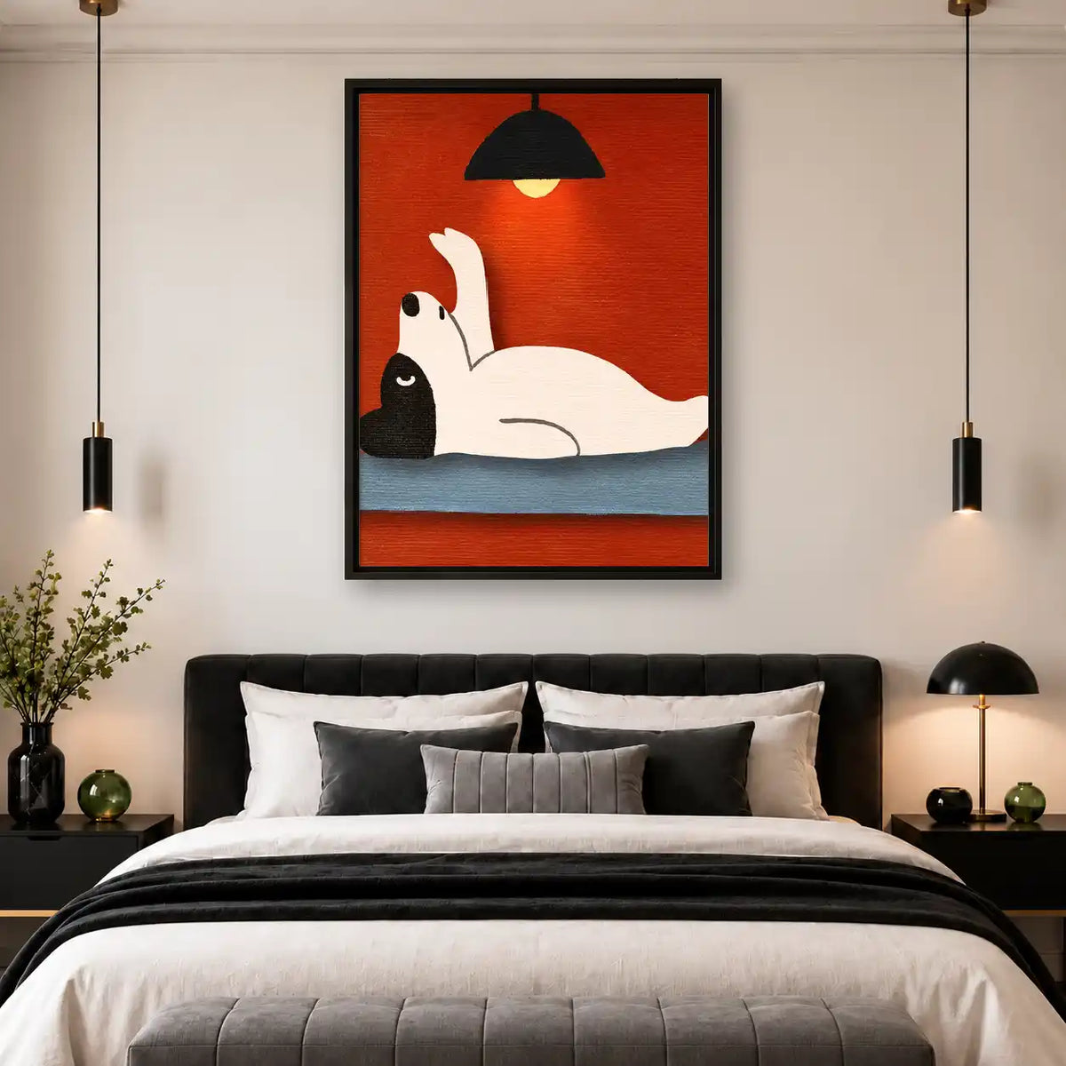Relaxing White Cat Under Lamp Wall Art 4