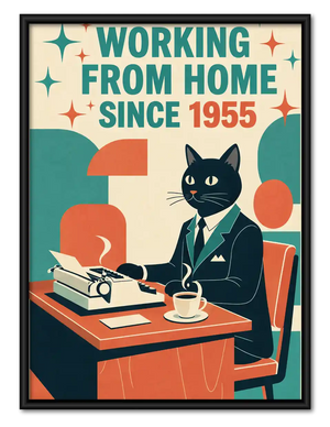 Retro Typewriter Office Cat Wall Art