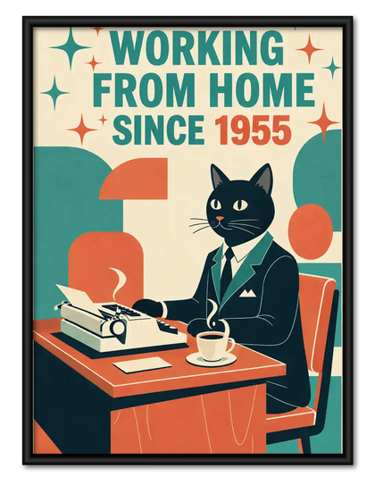 Retro Typewriter Office Cat Wall Art