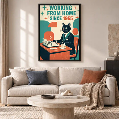 Retro Typewriter Office Cat Wall Art 2