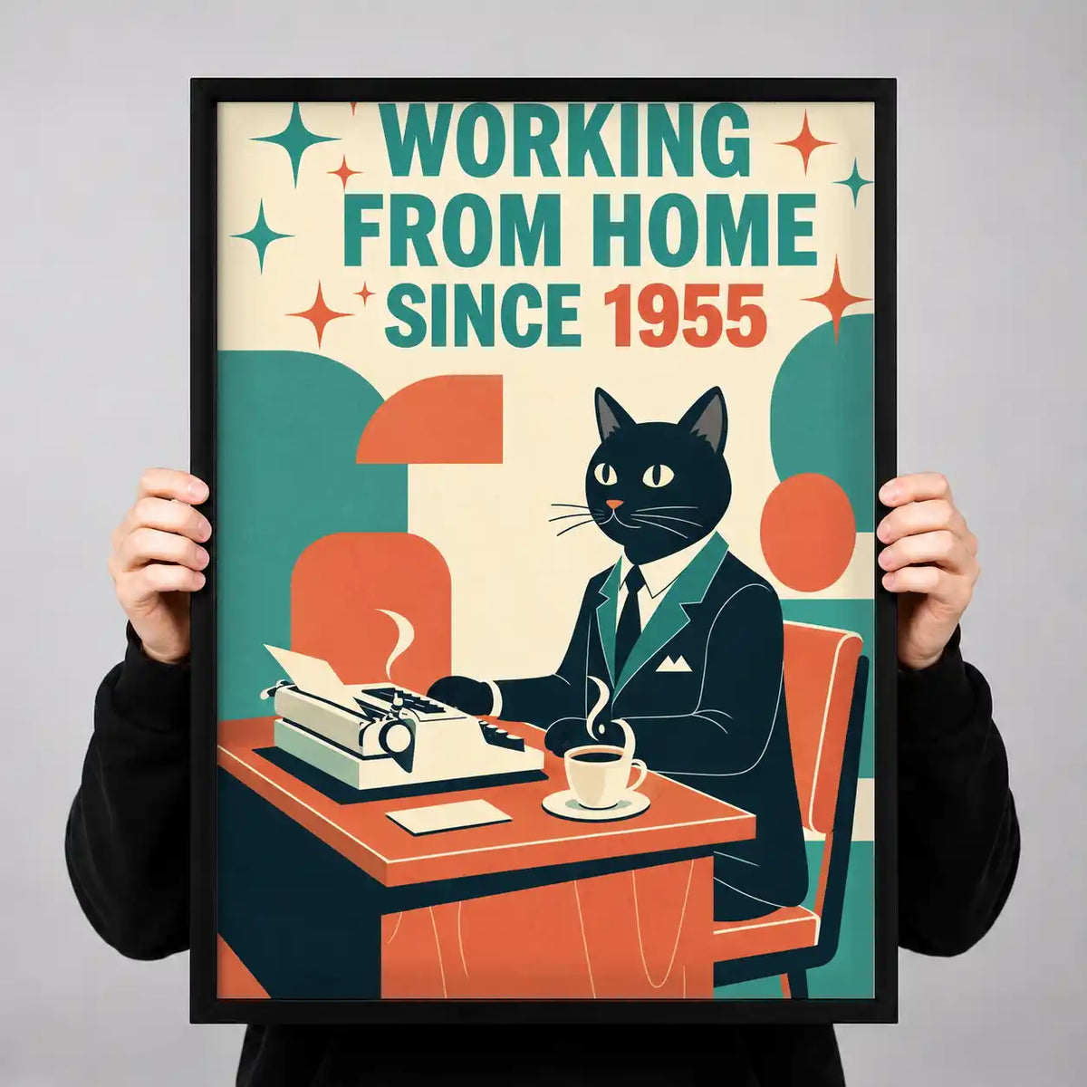 Retro Typewriter Office Cat Wall Art 3