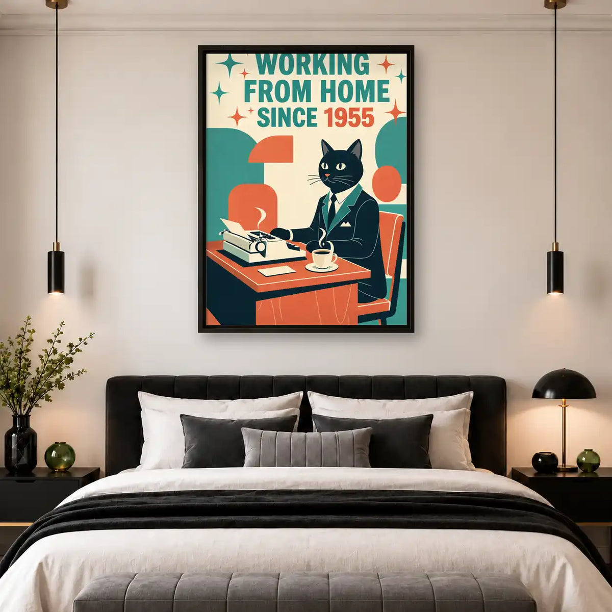Retro Typewriter Office Cat Wall Art 4
