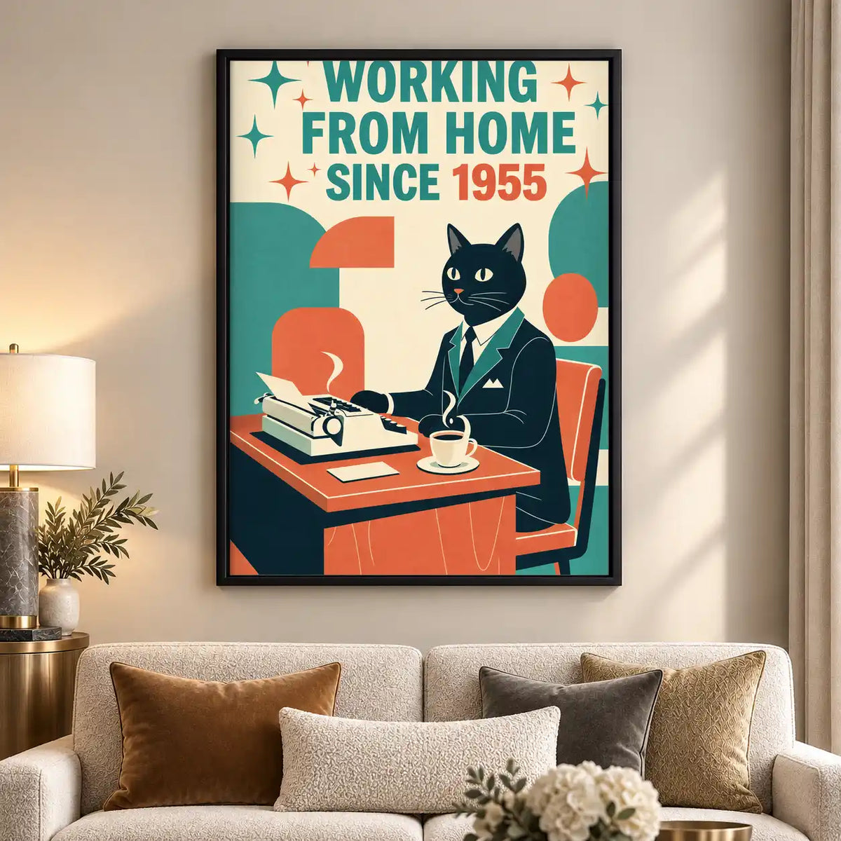 Retro Typewriter Office Cat Wall Art 5