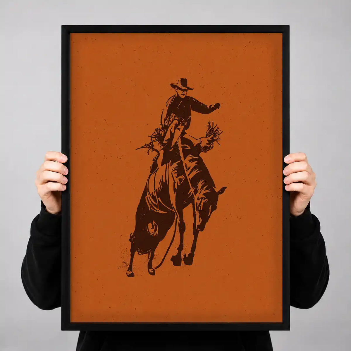 Rodeo Cowboy Orange Silhouette Wall Art 3