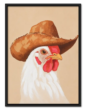 Rooster Wearing Cowboy Hat Wall Art