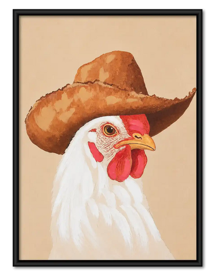 Rooster Wearing Cowboy Hat Wall Art