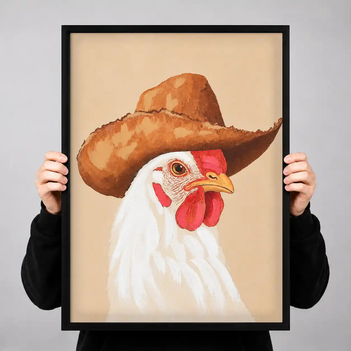 Rooster Wearing Cowboy Hat Wall Art 3