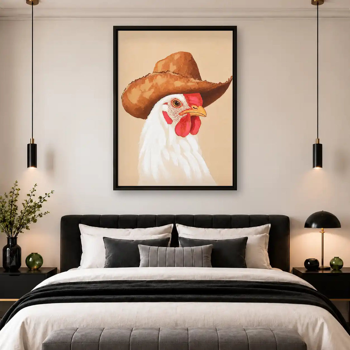 Rooster Wearing Cowboy Hat Wall Art 4
