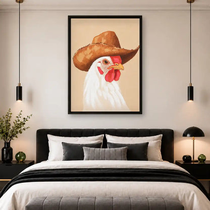 Rooster Wearing Cowboy Hat Wall Art 4