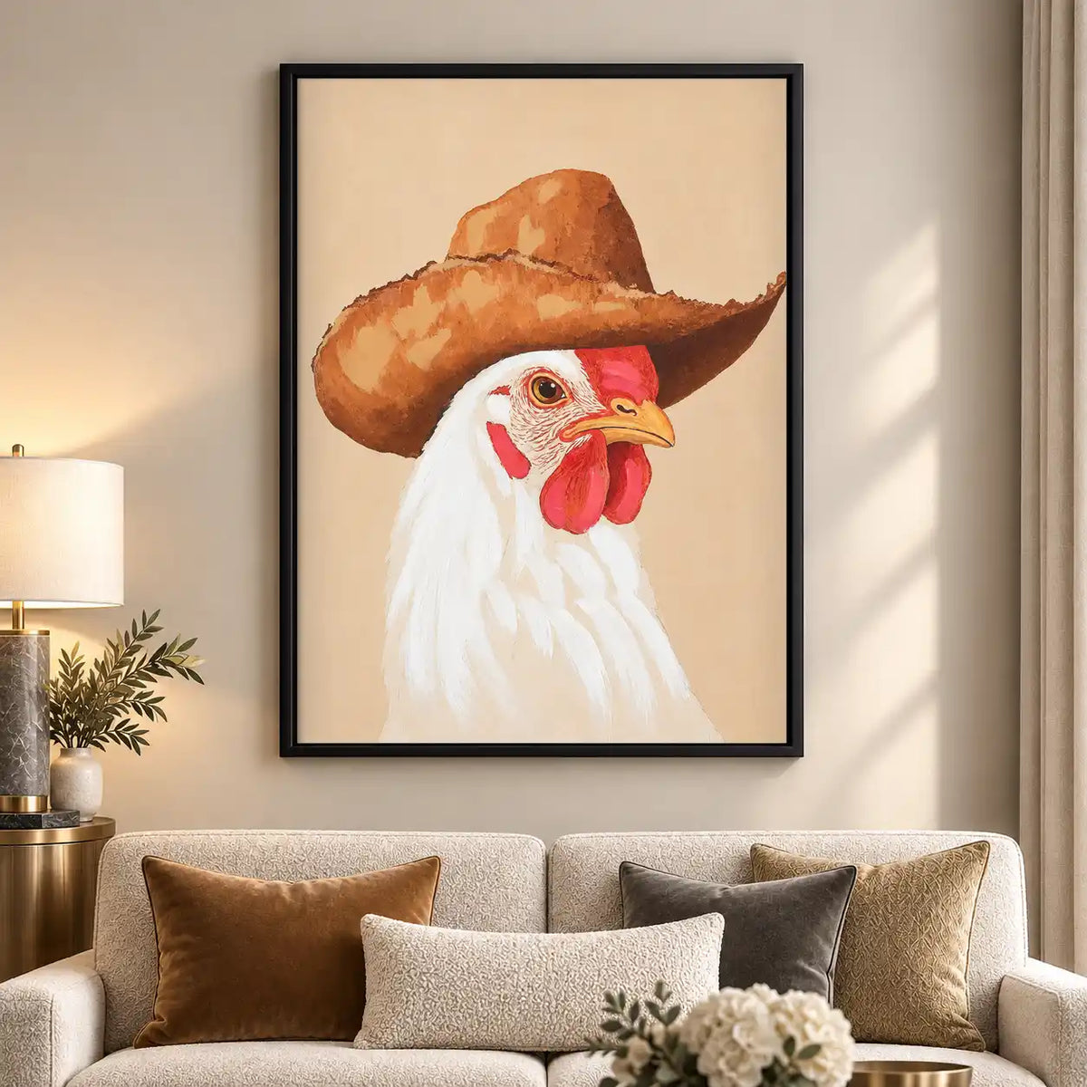 Rooster Wearing Cowboy Hat Wall Art 5