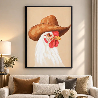 Rooster Wearing Cowboy Hat Wall Art 5