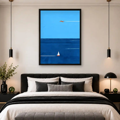 Sailboat And Airplane Blue Horizon Wall Art 4