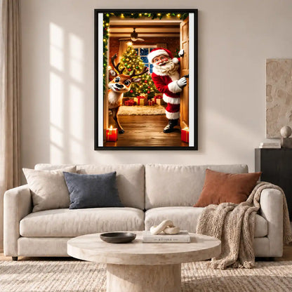 Santa And Reindeer Doorway Wall Art 2