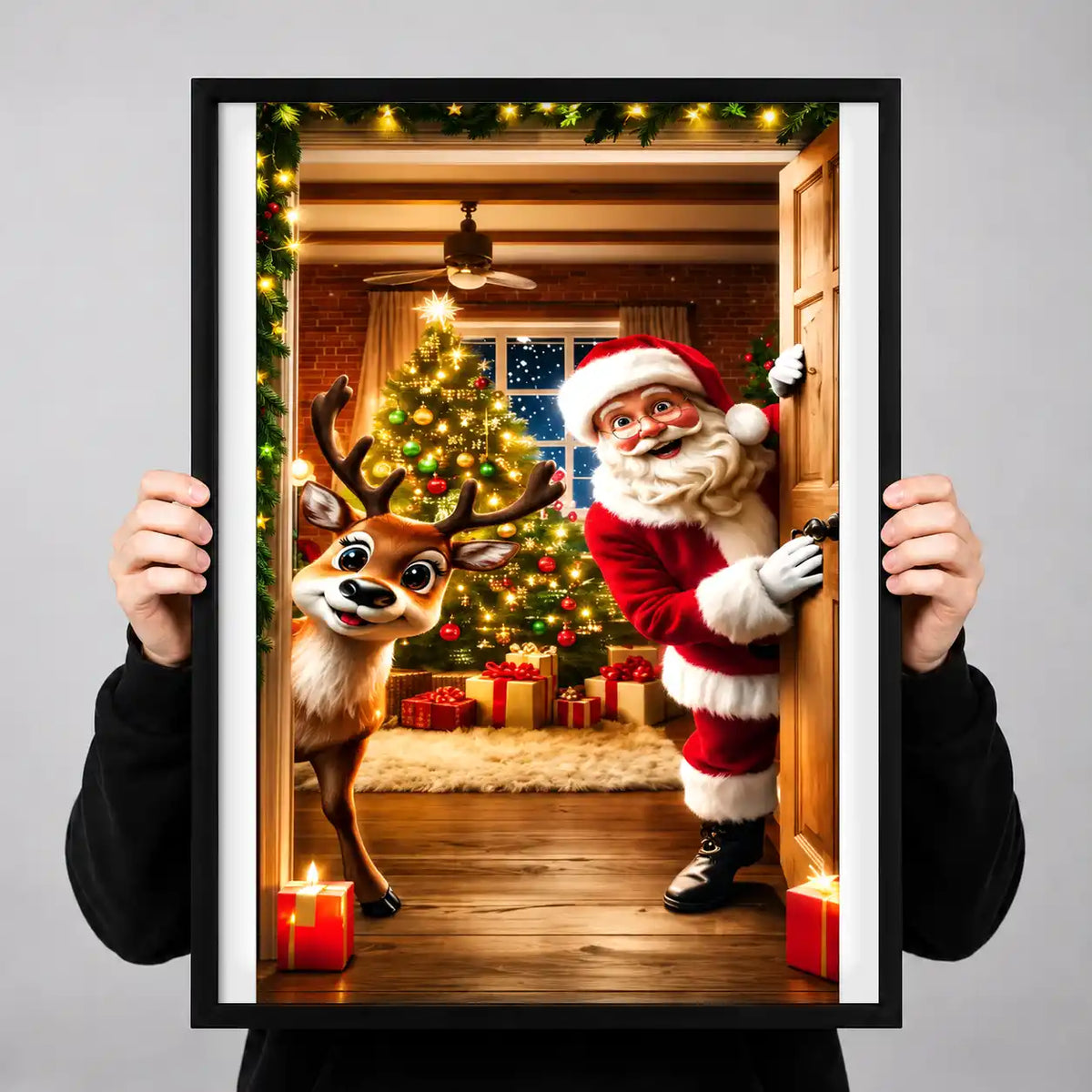 Santa And Reindeer Doorway Wall Art 3