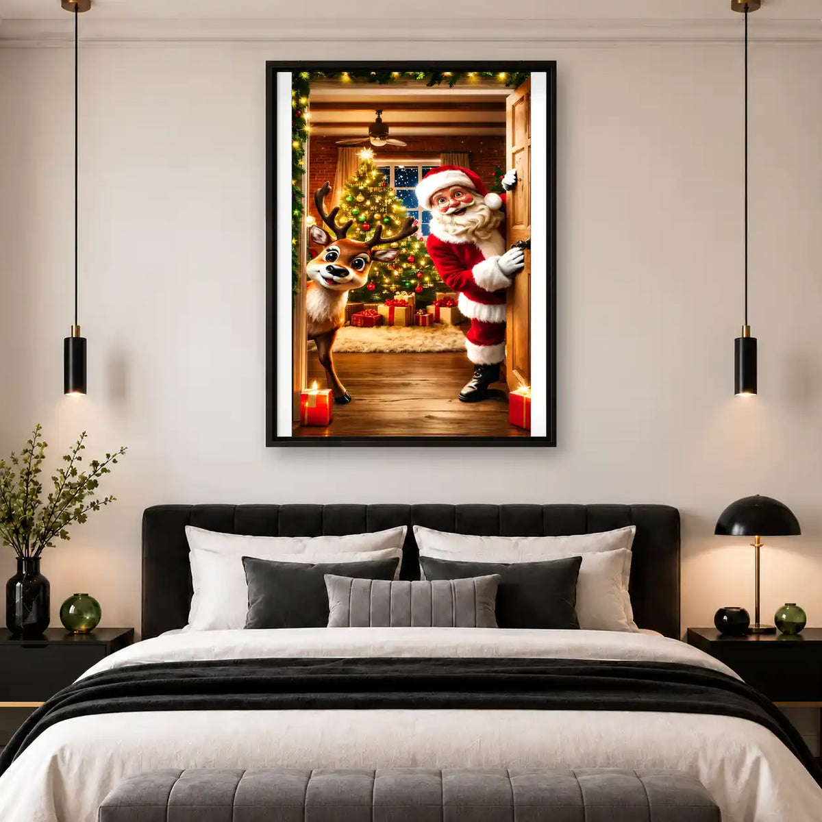 Santa And Reindeer Doorway Wall Art 4