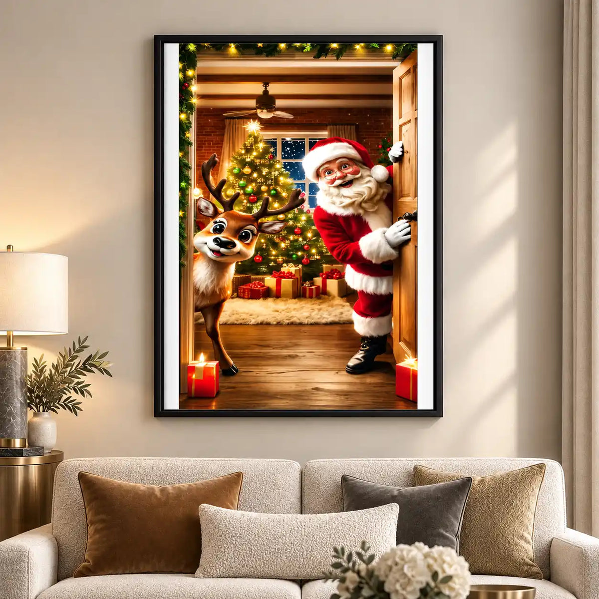 Santa And Reindeer Doorway Wall Art 5