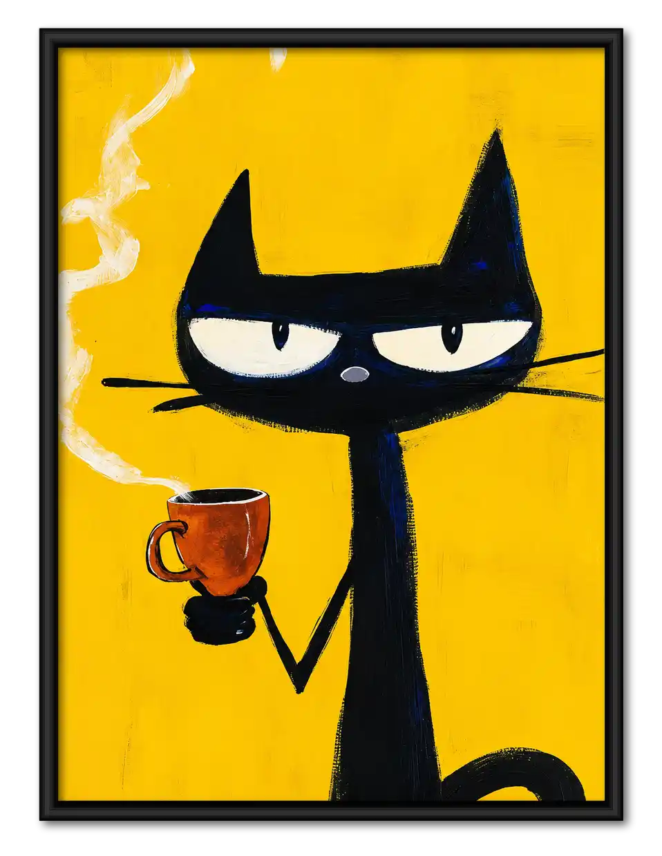 Sassy Coffee Black Cat Wall Art 1