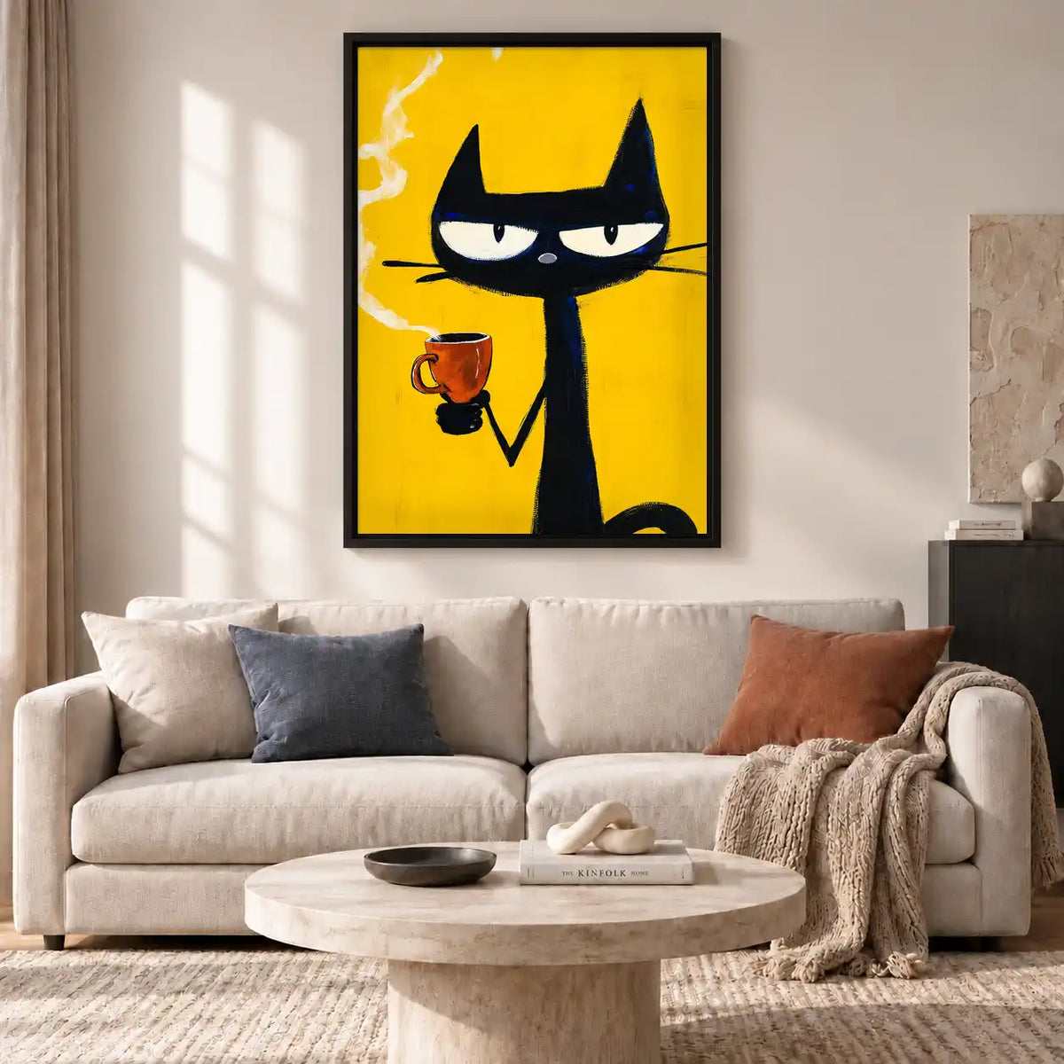 Sassy Coffee Black Cat Wall Art 2