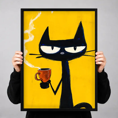 Sassy Coffee Black Cat Wall Art 3